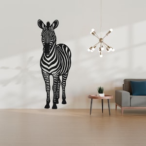 Abstract Zebra Metal Wall Art, Geometric Animal Decor, Modern Metal Wall Hanging, Safari Home Decor, Housewarming Gift, Metal Home Decor
