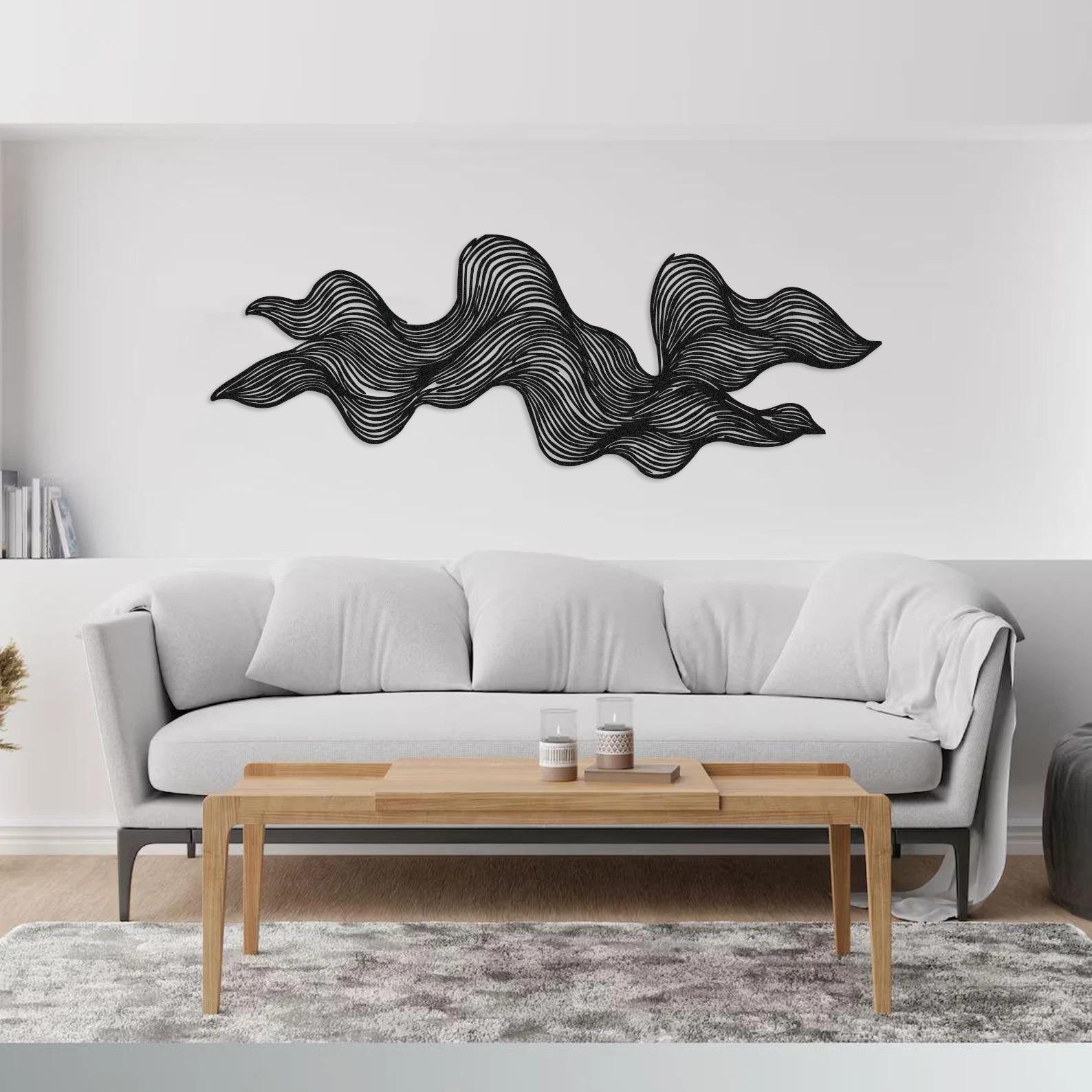 Minimalist Black Metal Line Art: Modern Wall Sculpture - Etsy
