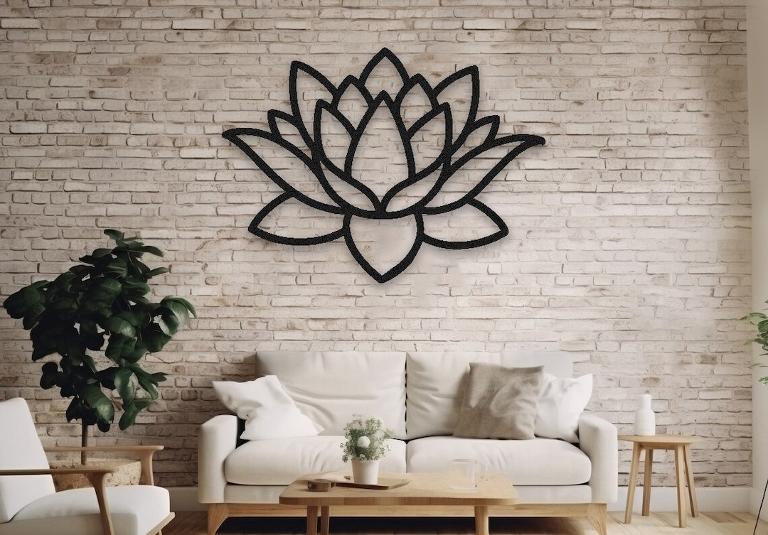 Lotus Flower Metal Wall Decor, Metal Wall Sculpture, Large Outdoor Wall ...