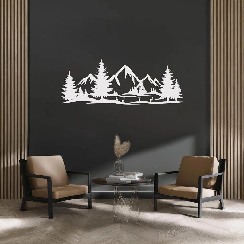 Mountain - Forest Metal Wall Art – Large Nature Landscape Decor for ...