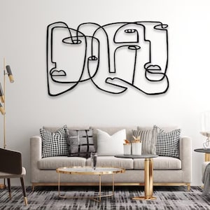 Pablo Picasso Faces Metal Wall Decor, Picasso Linear, Abstract Face Art, Pablo Picasso Modern Wall Art, Metal Wall Sculpture, Home Gift