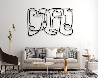 Pablo Picasso Faces Metal Wall Decor, Picasso Linear, Abstract Face Art, Pablo Picasso Modern Wall Art, Metal Wall Sculpture, Home Gift