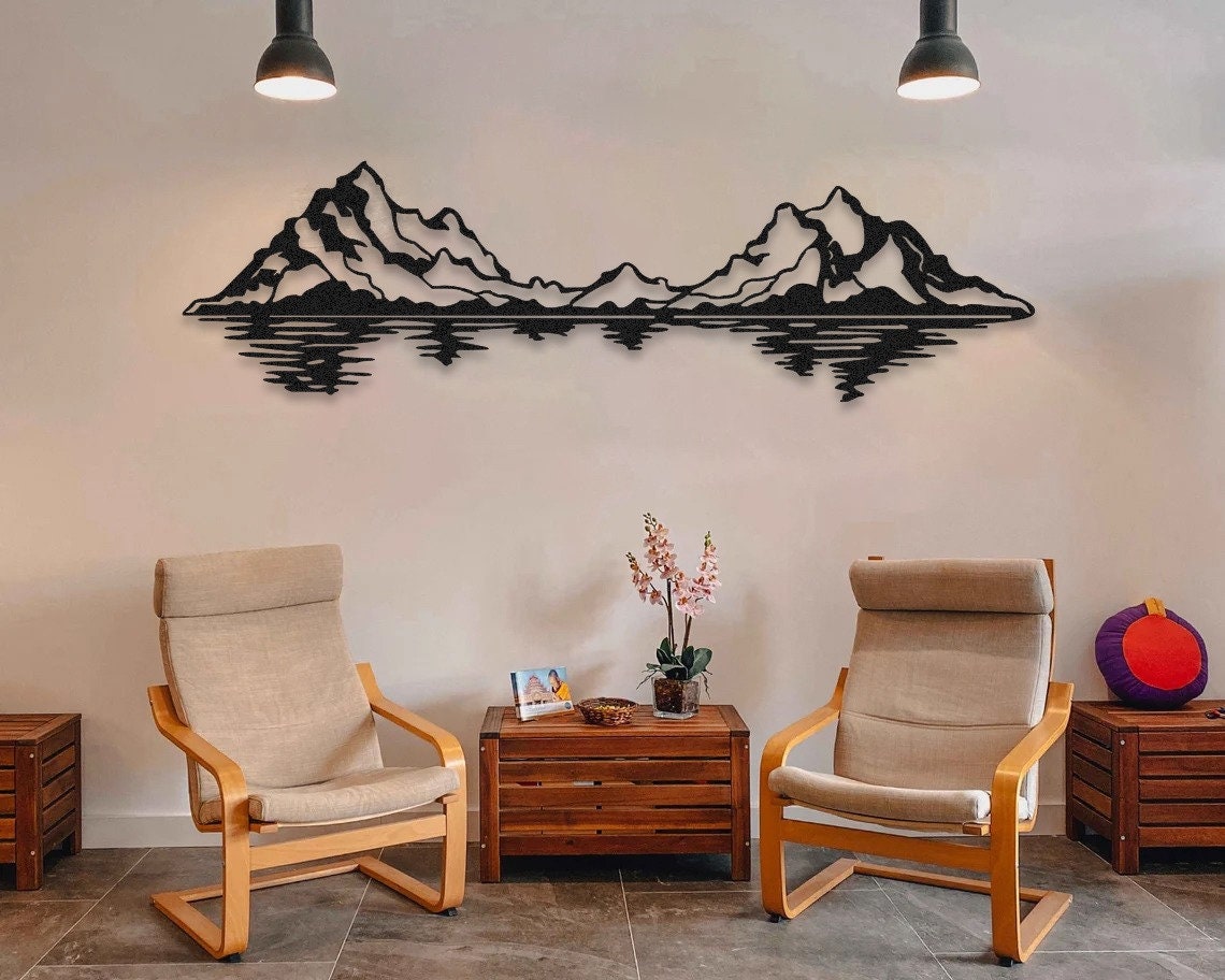 Mountain Metal Wall Decor, Housewarming Gift, Mountain Metal Wall Art ...