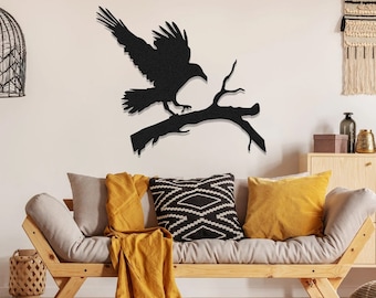 Raven Metal Wall Art: Modern Bird Decor