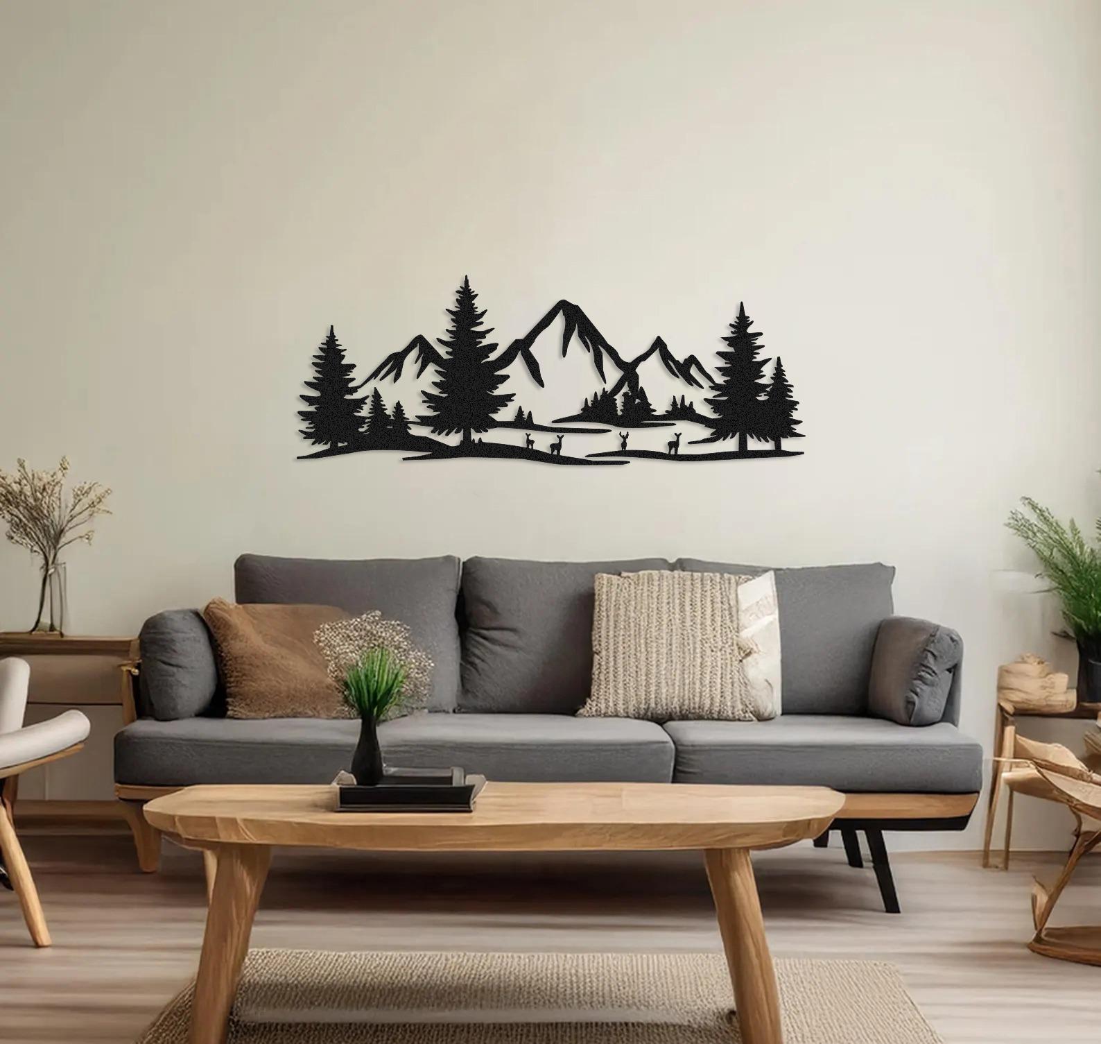 Mountain - Forest Metal Wall Art – Large Nature Landscape Decor for ...