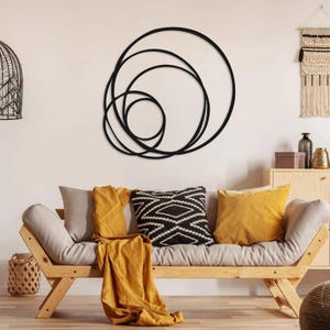 Round Metal Wall Art, Abstract Circle Metal Wall Decor, Modern Wall Sculpture, Living Room Wall Decor, Housewarming Gift,Unique Modern Decor
