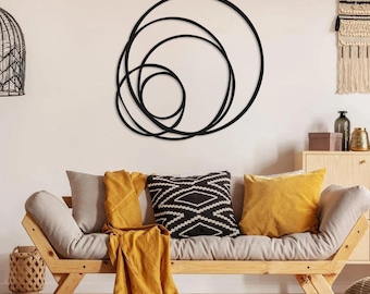 Round Metal Wall Art, Abstract Circle Metal Wall Decor, Modern Wall Sculpture, Living Room Wall Decor, Housewarming Gift,Unique Modern Decor
