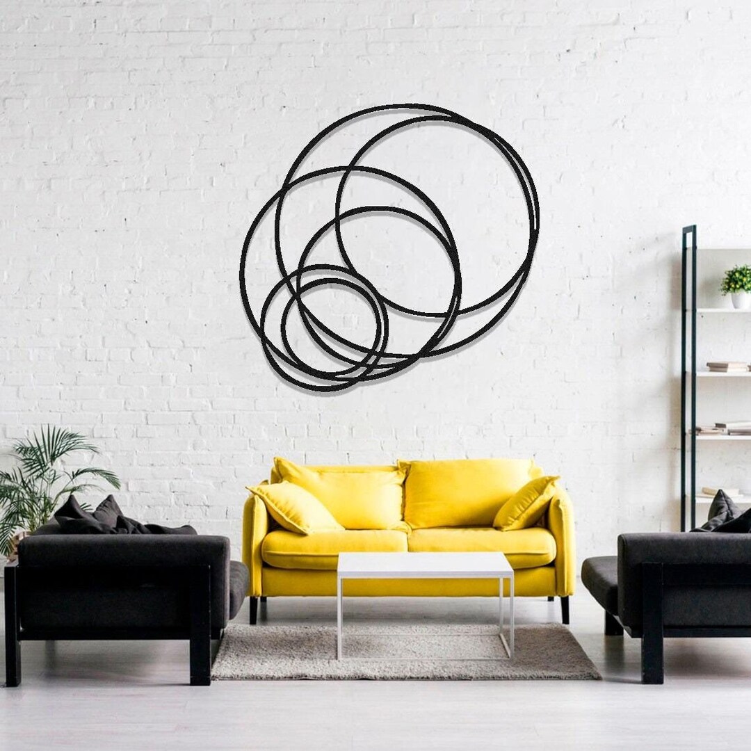 Circular Metal Wall Art, Abstract Minimalist Round Metal Wall Decor for ...