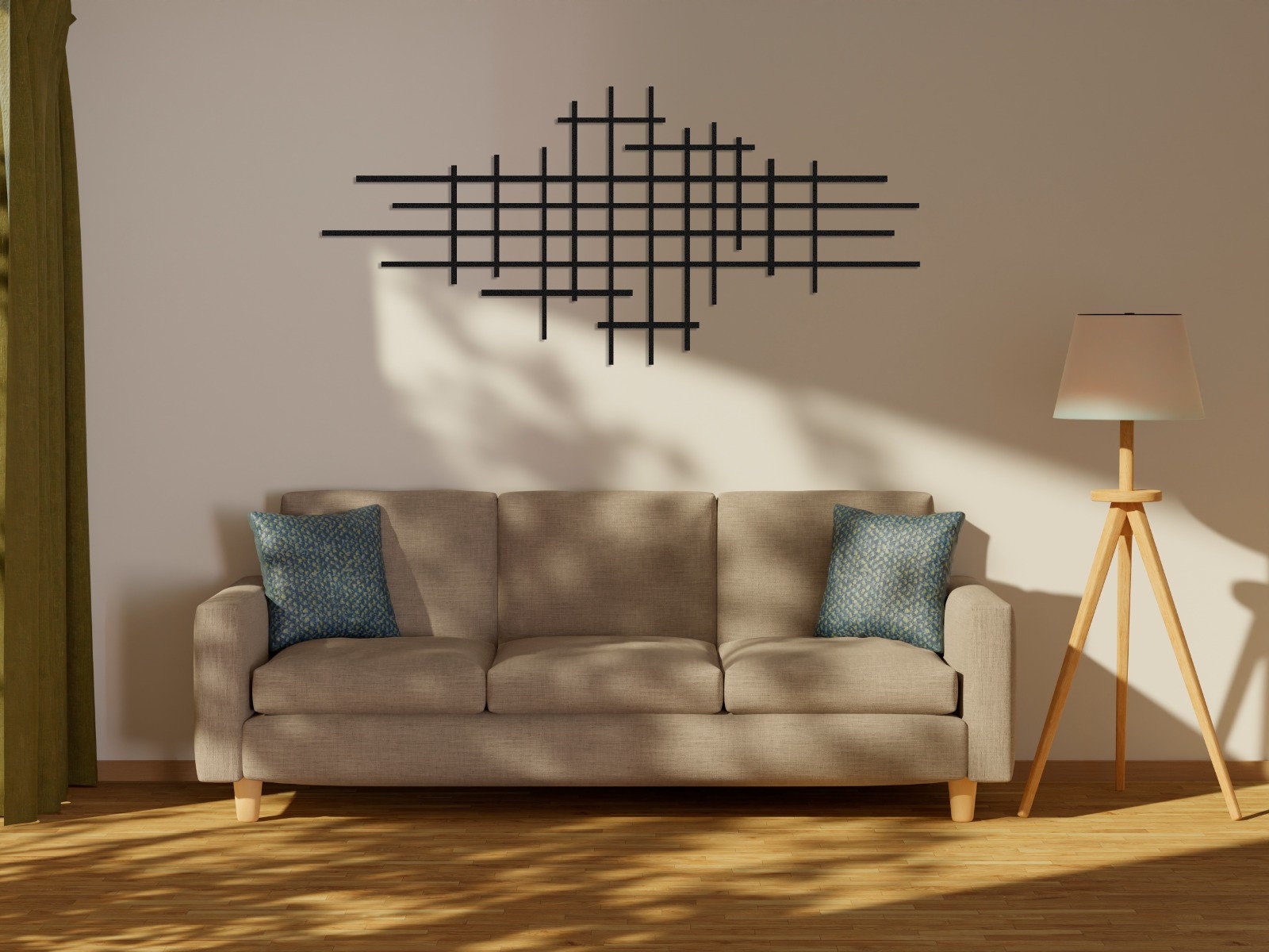 Modern Luxury Style Line Wall Art, Minimalist Line Art, Geometric Metal