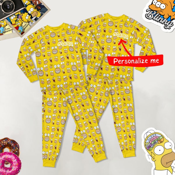 Personalized Simpsons Pajamas, Personalized Simpsons Outfit, Party Pajamas, Family Matching Pajamas,Simpsons gift, Custom Simpson Couple PJS