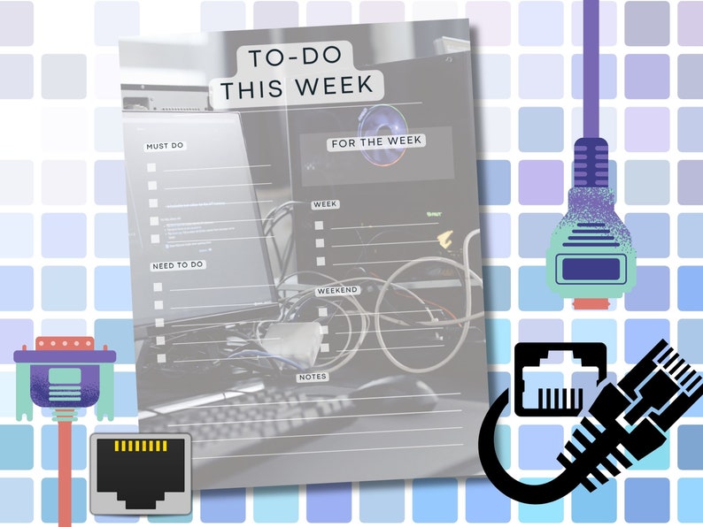 May include: A grey and white printable to-do list for the week. The list has sections for "Must Do", "Need to Do", "Week", "Weekend", and "Notes".