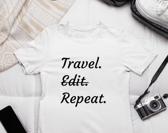 Travel Edit Repeat - Unisex Jersey Short Sleeve Tee. Travelers, photographers, and videographers sometimes just need to enjoy the travel.