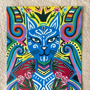 Carte de voeux psychédélique reine des chats