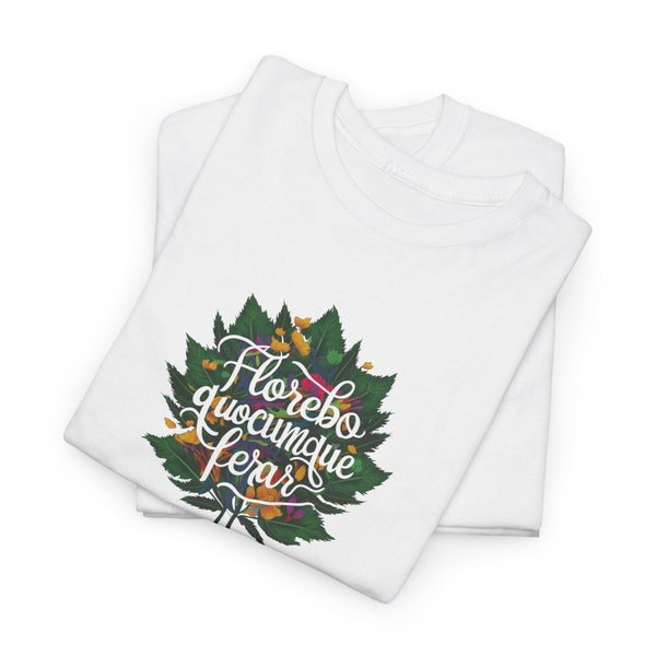 T-shirt Florebo Quocumque Ferar, île de La Réunion, Confort Coton, Sobre, Elégant, Souvenir Unique, Cadeau, Unisexe, Esprit Voyageur