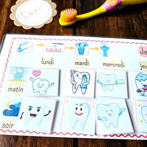 Tableau de motivation AU brossage des dents : ROUTINE DENTS pour les enfants