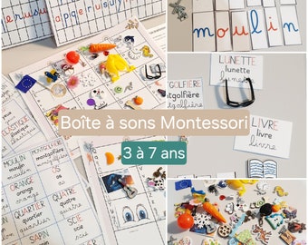 Phonologie Montessori, BOITE à SONS, Alphabet FRANÇAIS Personnalisé, lecture, 60 objets, pédagogique et éducatif, maternelle - orthophoniste