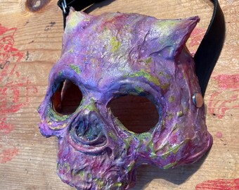 Handmade Latex Skull Mask, UV Reactive Halloween Costume