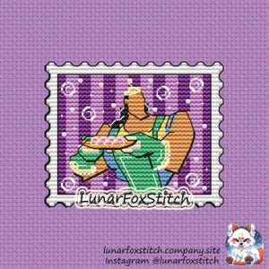 Lama Junge Briefmarken Kreuzstich Stickmuster - Cartoon Koch Food Cartoon Natur Geek Fandom niedlich Stickerei - PDF Sofortdownload - Klein