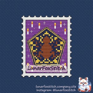 Schokofrosch Briefmarken Kreuzstich Stickmuster - Hexe Fantasy Zauber Zauberer Tarot Stickerei - PDF Sofortdownload - Klein