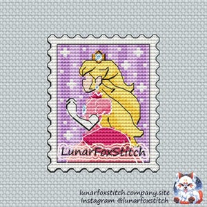 Anime princess postage stamp cross stitch pattern - retro game comics cartoon movie fantasy cute embroidery - PDF Instant download - Small
