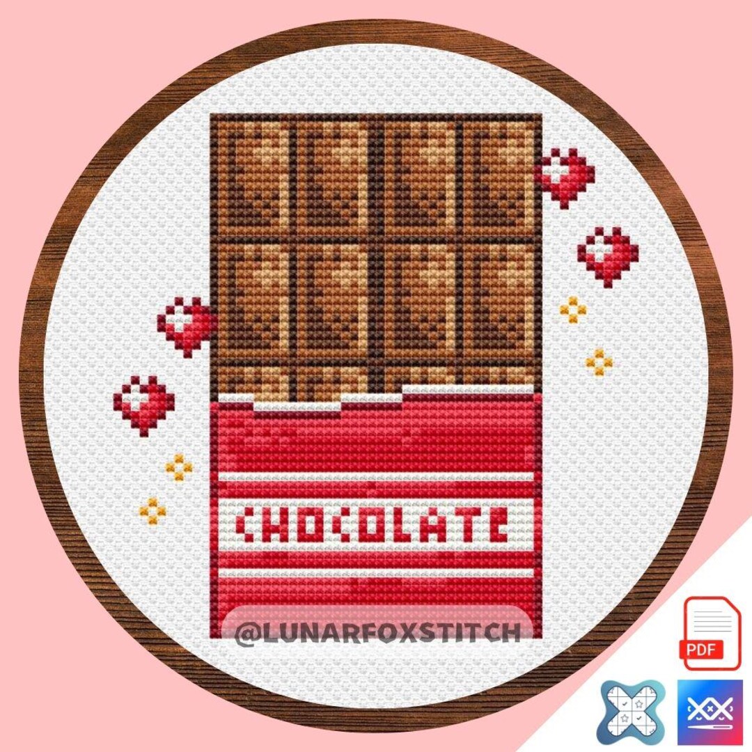 Chocolate Bar Cross Stitch Pattern - February 14 Valentine's Day ...