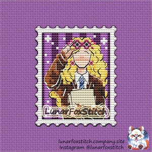 Luna Briefmarke Kreuzstich Stickmuster - Zauberer Hexe Magie Schule Fantasy Zauber Zauber Tarot Stickerei - PDF Sofortdownload - Klein