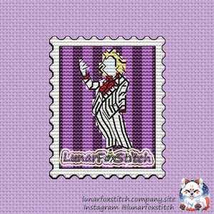 Beetle man postzegel kruissteekpatroon - gothic dark fantasy komedie horror karakter geek schattig borduurwerk PDF Instant download klein
