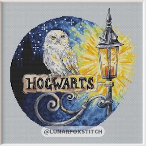 Pooluil kruissteekpatroon - heks tovenaar dier huisdier magische school fantasie spreuk fantasie tarot borduurwerk - pdf Instant download