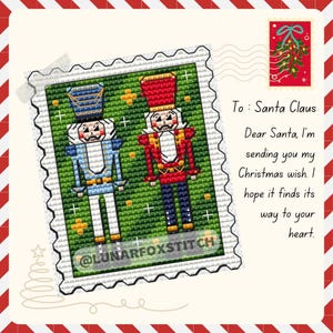 Christmas Nutcrackers postage stamp cross stitch pattern - Santa Claus Toy Winter embroidery (PDF Download)