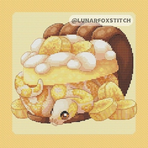 Bananentaart slang kruissteekpatroon - raptile dier huisdier snoep eten fruit dessert borduurwerk - pdf Instant download