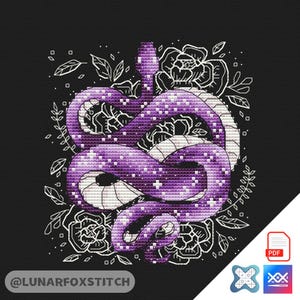 Kreuzstich Stickmuster für Schlangen Schlangen Kreuzstichmuster - Reptilien Tier Weltraum Tarot - PDF Sofort-Download - Pattern keeper