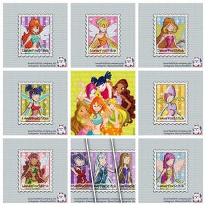 Fata - set da 10 - schema punto croce francobollo - ricamo fantasy magia principessa ragazza studentessa anime - PDF Download immediato - Piccolo