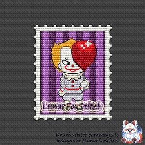 Halloween villain postage stamp cross stitch pattern - geek comics cartoon movie gift fantasy cute embroidery - PDF Instant download - Small