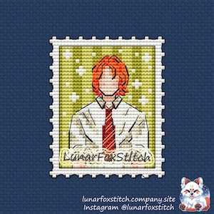 Ginger Boy Briefmarke Kreuzstich Stickmuster - Zauberer Hexe Magie Schule Fantasy Zauber Tarot Stickerei - PDF Sofortdownload