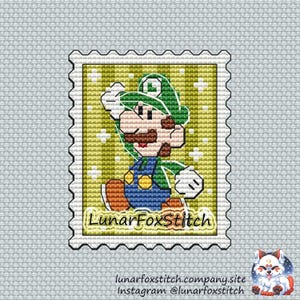 Modèle de point de croix vert plombier affranchissement stmap - geek comics dessin animé film cadeau fantaisie jolie broderie - PDF à télécharger - petit