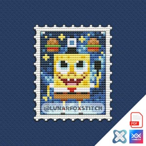 Sea sponge postage stamp cross stitch pattern - ocean sea yellow geek fandom cartoon embroidery - PDF Instant download - Saga - Small