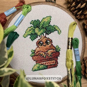 Mandrake-kruissteekpatroon - Botanische tuin bloem magische fantasie beest borduurwerk - pdf direct downloaden - klein