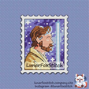 Padrão de ponto cruz para selo postal Master - bordado de estrelas, galáxias e estrelas do fandom geek - Download instantâneo em PDF - Pequeno