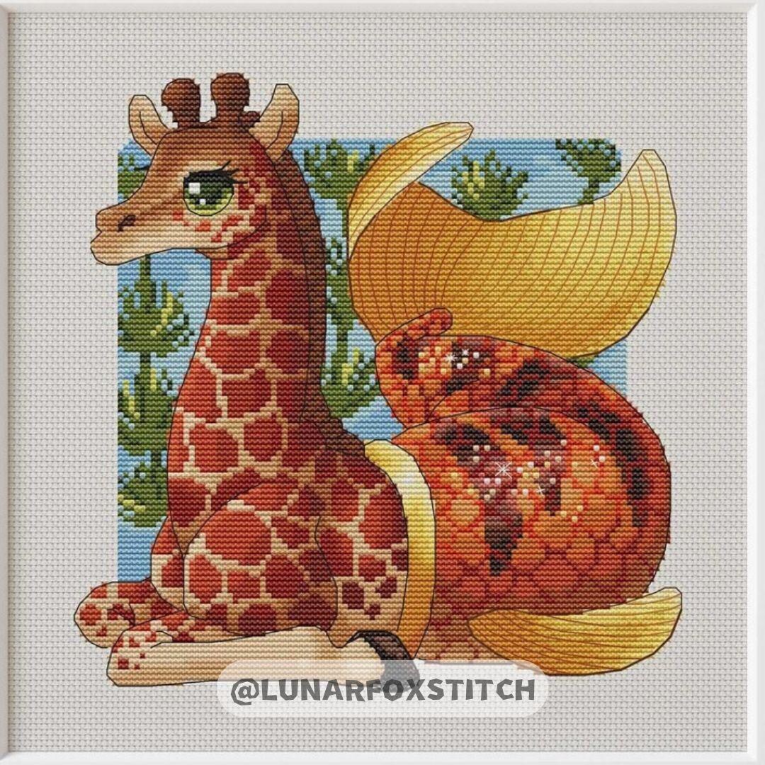 Mermaid Giraffe Cross Stitch Pattern - Animal Fantasy Zoo Sea Pet ...
