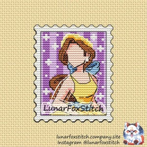 Princess Anastasia postage stamp cross stitch pattern - queen russia cartoon castle geek fandom cute embroidery - PDF Instant download Small