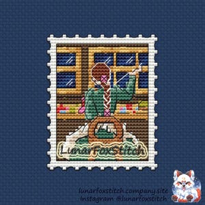 Sweet anime girl postage stamp cross stitch pattern - japanese comics cartoon movie fantasy cute embroidery - PDF Instant download - Small