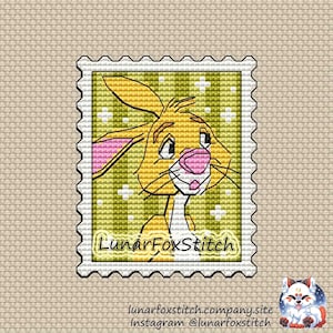 Lapin, timbre-poste, point de croix, miel, dessin animé, animal de compagnie, sweet home, enfant, ours, broderie, PDF, téléchargement immédiat, petite