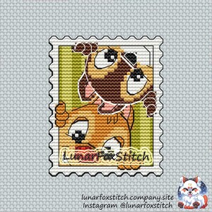 Tamia amis timbre-poste motif point de croix - animal de compagnie personnage de dessin animé geek broderie mignonne - PDF à télécharger - petit