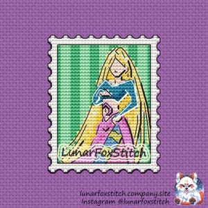 Earth fairy postage stamp cross stitch pattern - girl magic comics cartoon movie gift fantasy cute embroidery - PDF Instant download - Small