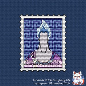 Patrón de punto de cruz de sello postal de Hades - Grecia Hércules dios villano dibujos animados geek fandom lindo bordado - PDF Descarga instantánea - Pequeño