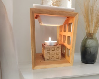 Handgemachte Holzbrenner für ätherisches Öl, Wachs schmelzen, Teelichthalter, Spa, Yoga, Büro, Holz Teelichthalter, Teelicht Hochzeitsgeschenk