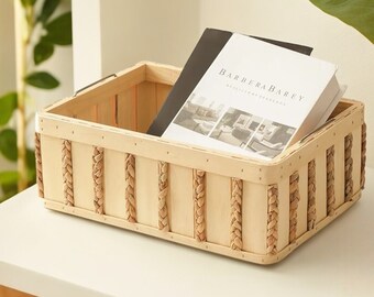 Handgefertigte Aufbewahrungsboxen aus Holz, Desktop-Organizer, Kosmetik, Stilvolle Praktische Aufbewahrung, Aufbewahrungsbox mit zwei Griffen, Wohnkultur, Geschenkkorbbox