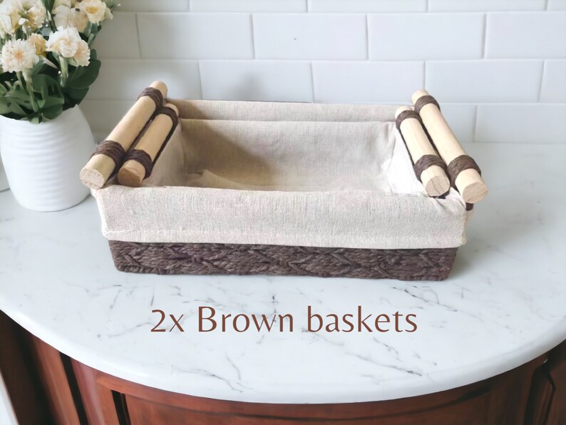 2er Set, Elegante Körbe, Aufbewahrungskorb, Handgemachte Badezimmer Organisation, Wohnkultur, Küchen Aufbewahrung, Fach, Box Regale, Geschenkboxen Brown Set