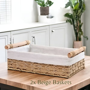 2er Set, Elegante Körbe, Aufbewahrungskorb, Handgemachte Badezimmer Organisation, Wohnkultur, Küchen Aufbewahrung, Fach, Box Regale, Geschenkboxen Beige Set