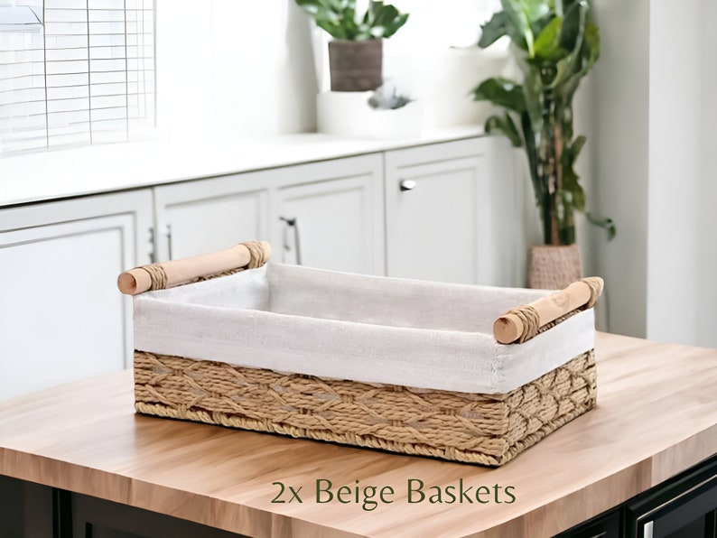 2er Set, Elegante Körbe, Aufbewahrungskorb, Handgemachte Badezimmer Organisation, Wohnkultur, Küchen Aufbewahrung, Fach, Box Regale, Geschenkboxen Beige Set